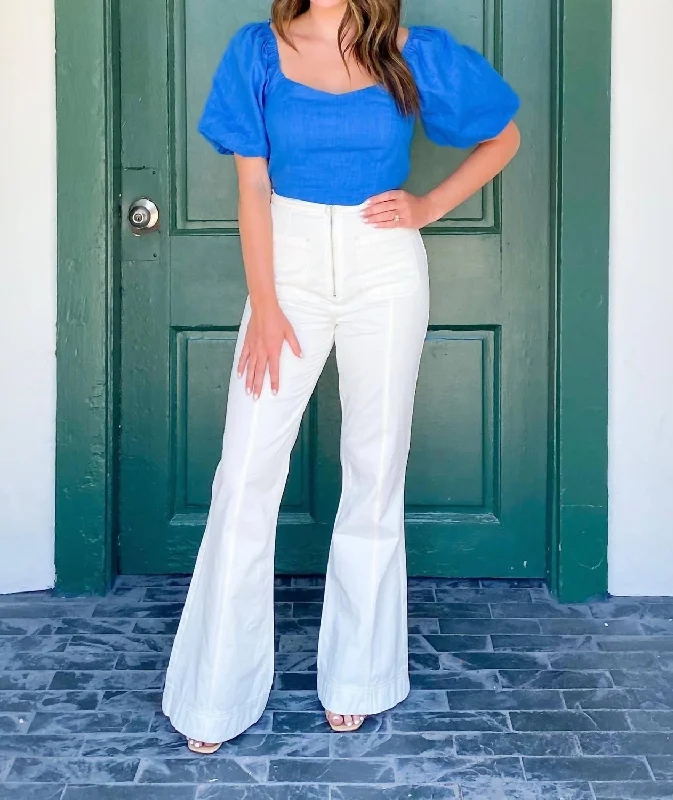 stylish high-waisted wide-leg pants Farrah Flared Pants In White