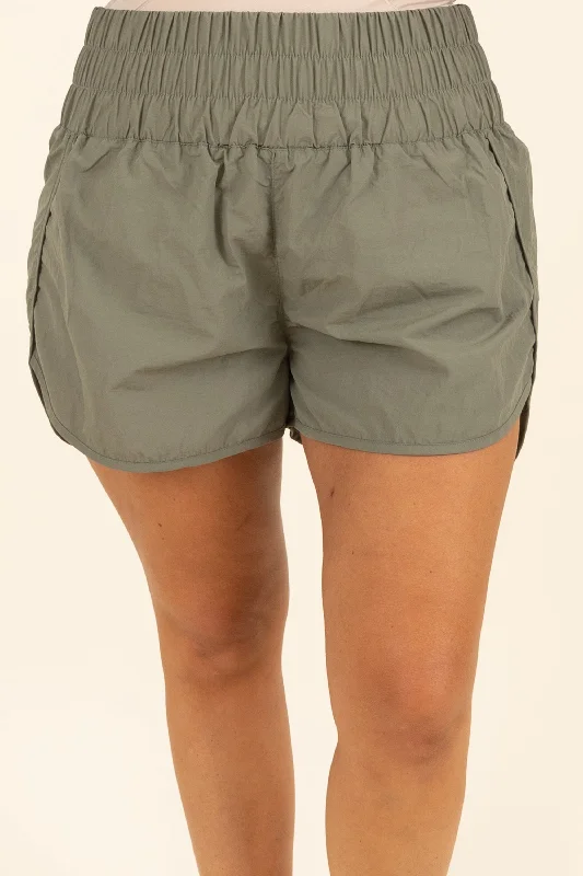 hot pink women’s shorts Feeling Motivated Shorts, Light Olive