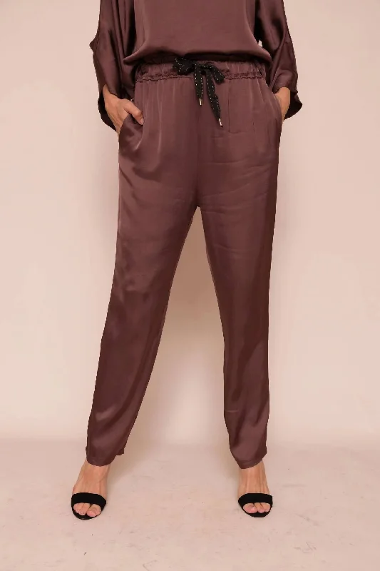 women's velvet pants for night out Galina Silky Pant In Mocha