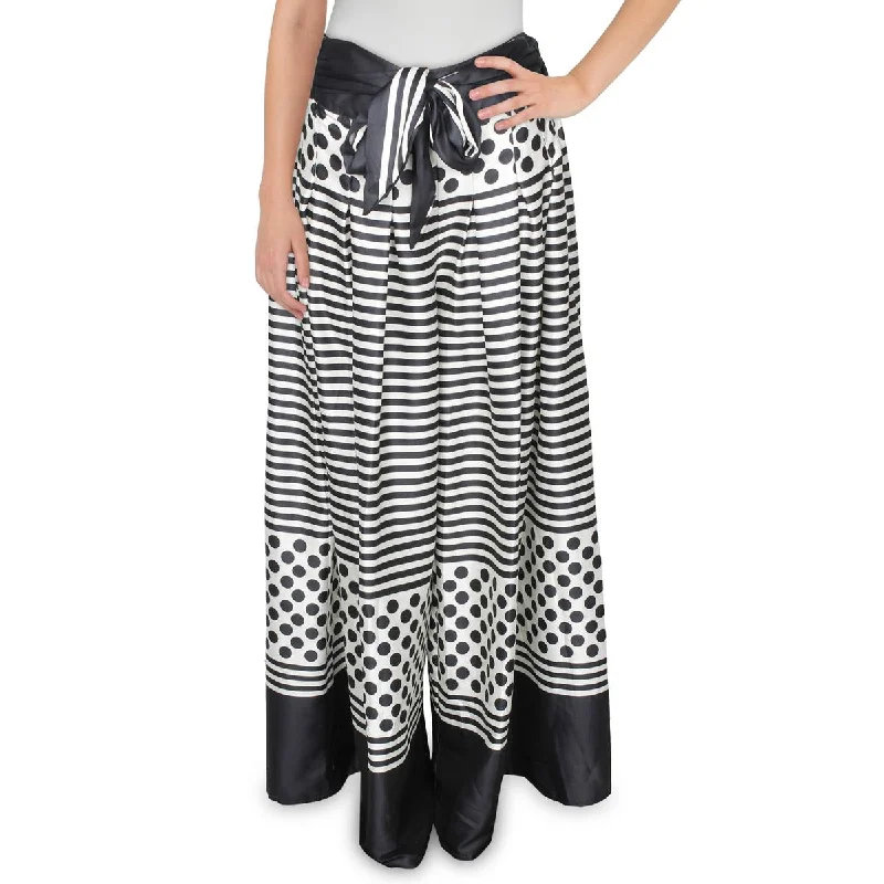 trendy pants for curvy women Gracia Womens Striped Tie Belt Wide Leg Pants