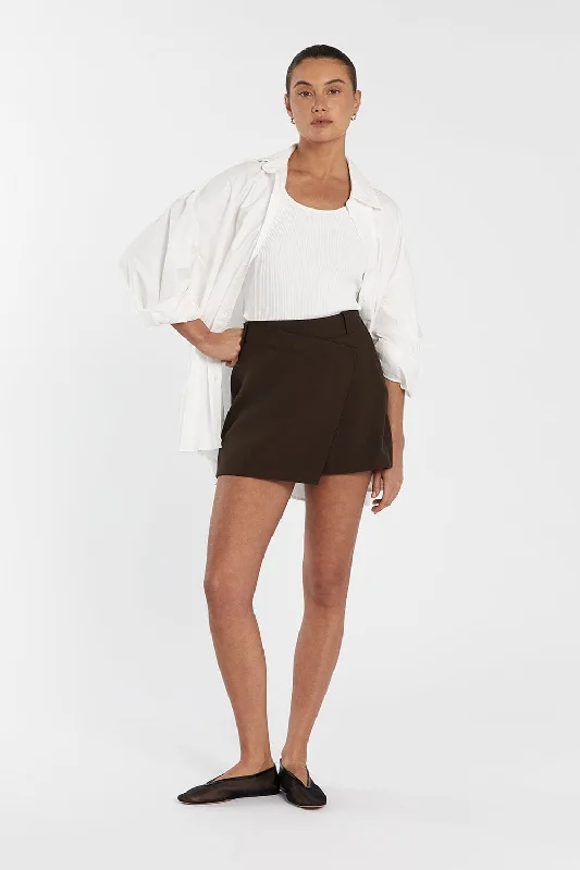 versatile high-waisted shorts women JULIE BITTER CHOC TAILORED SKORT