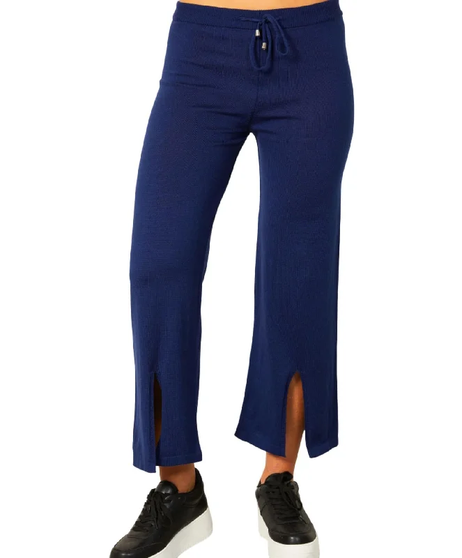 women's pants for weekend trips Knit Pant W/ Middle Silt In Navy