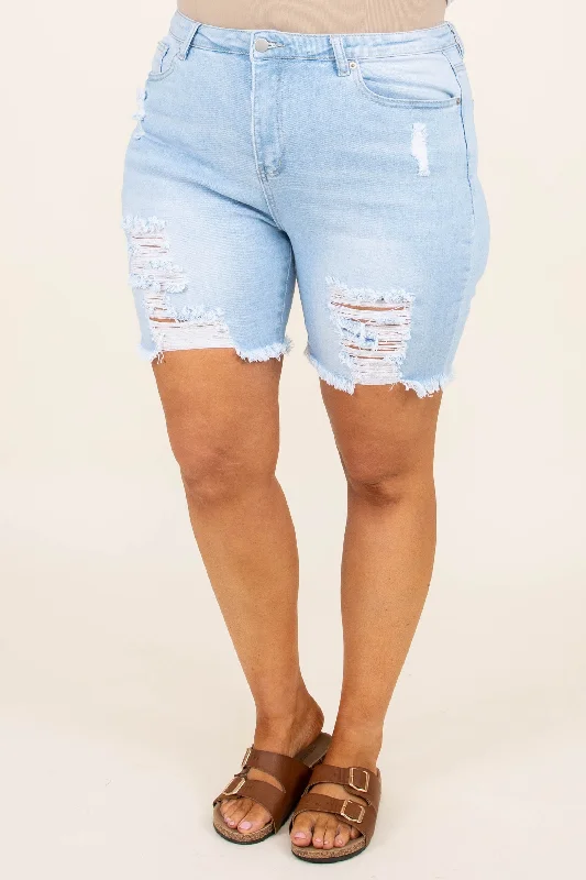 summer casual shorts for women Live Some Shorts, Light Wash