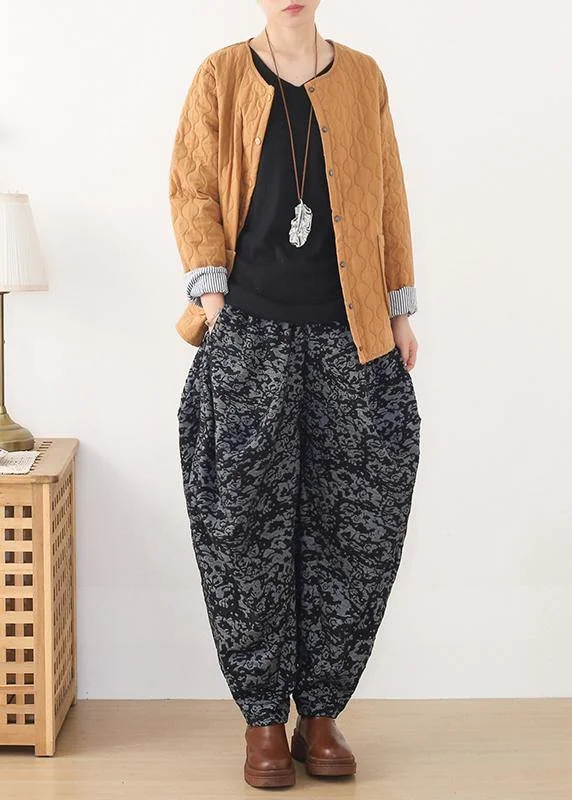 trendy business pants for women Loose spring Jacquard pant unique black harem pants