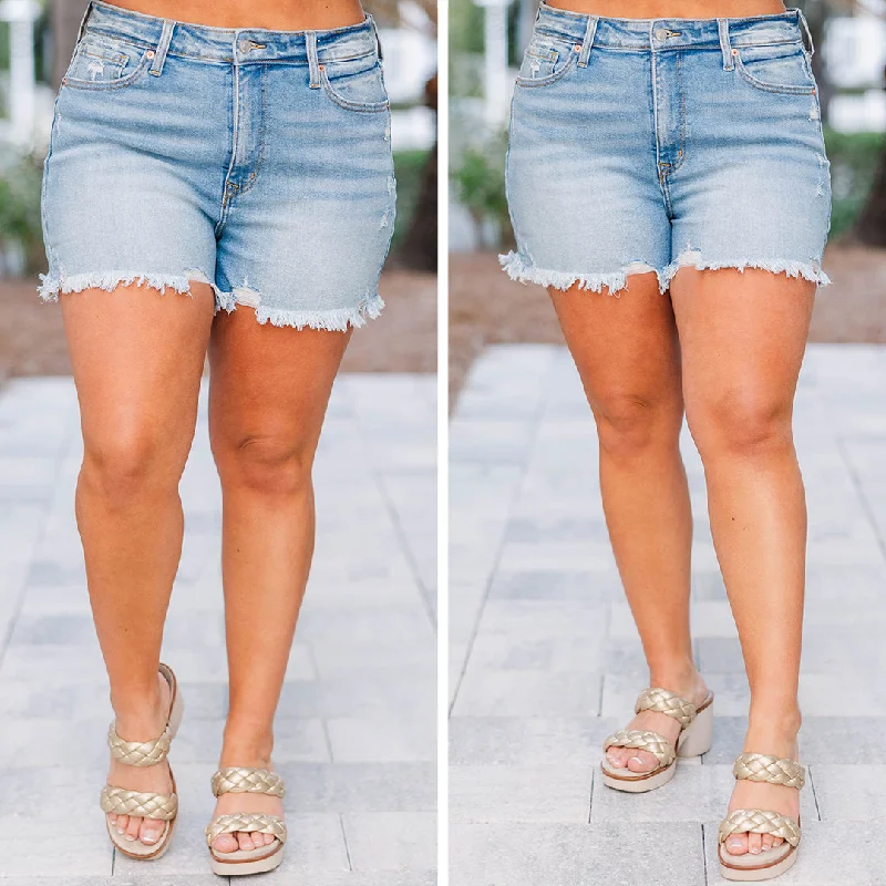 comfy shorts for lounging Losing Control Shorts, Light Wash