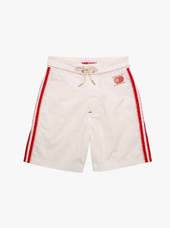 chic women’s high-waisted shorts Made Some Long Shorts - Cream & Red