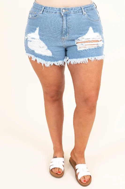 classic look shorts for women Mini Sassy Shorts, Light Wash