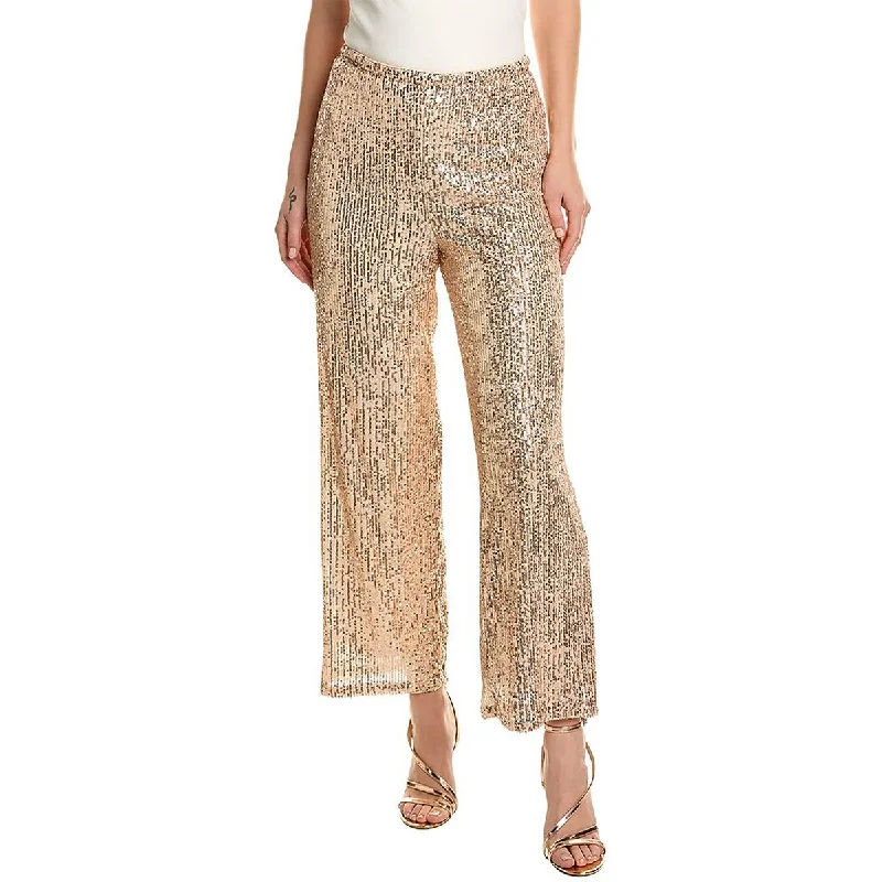 fashion-forward women's pants Nicole Miller Womens Sequined High Rise Wide Leg Pants