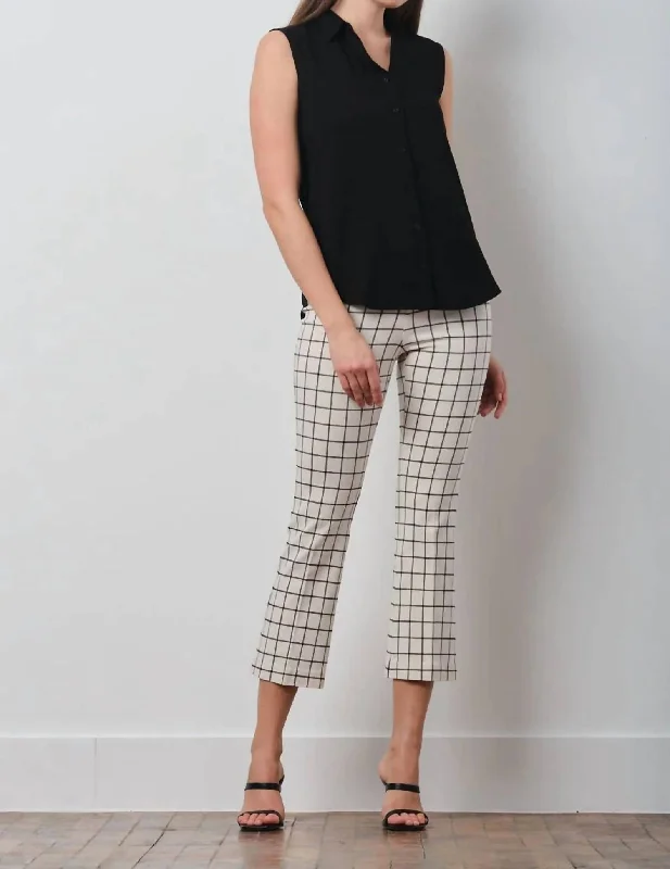 loose cotton pants for women Plaid Leo Pant In Black/white