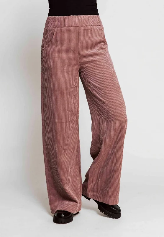 loose fit travel pants for women Raya Cord Pant In Rose