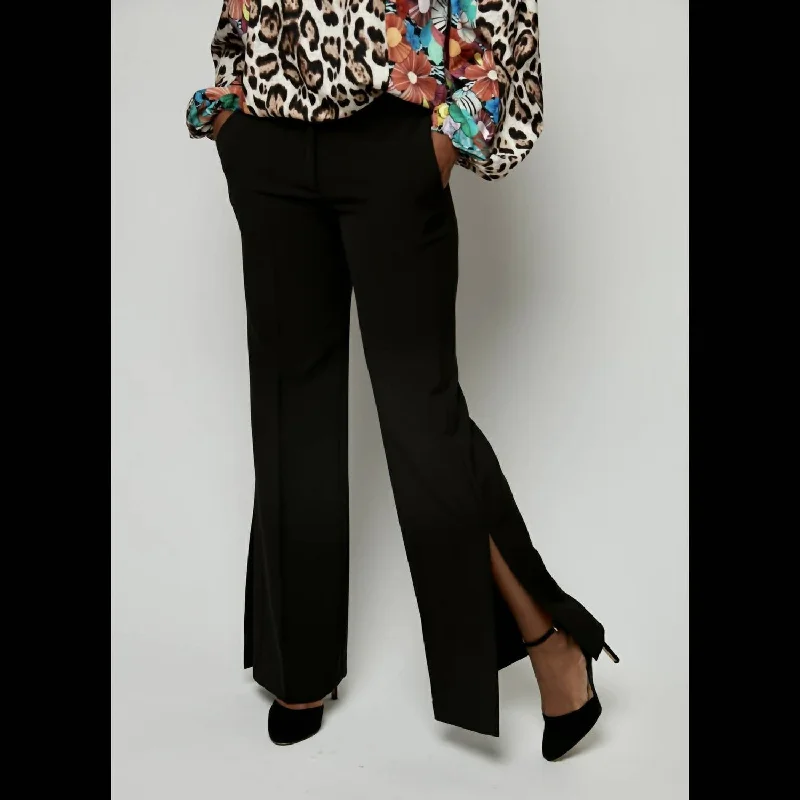 office-approved pants for women Slit Side Pants In Black