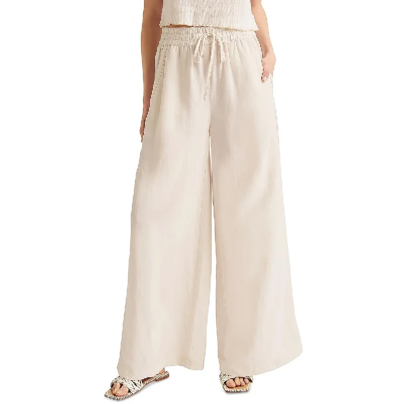 casual lounge pants for women Splendid Womens Bailey Slub Linen Wide Leg Pants