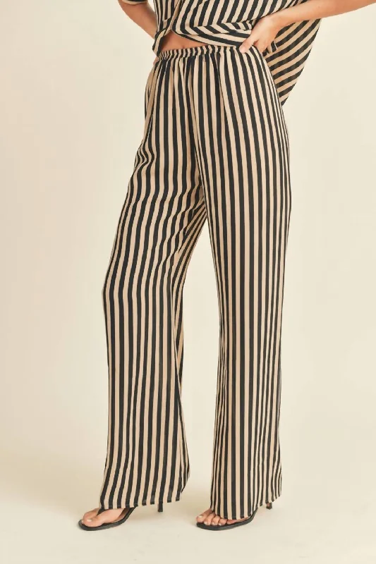 soft fit pants for curvy women Stripe Pants In Toffee Nut