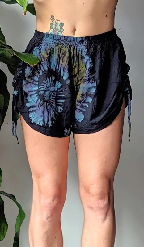 cozy beach shorts women Blue Swirl Tie Dye Baggy Shorts