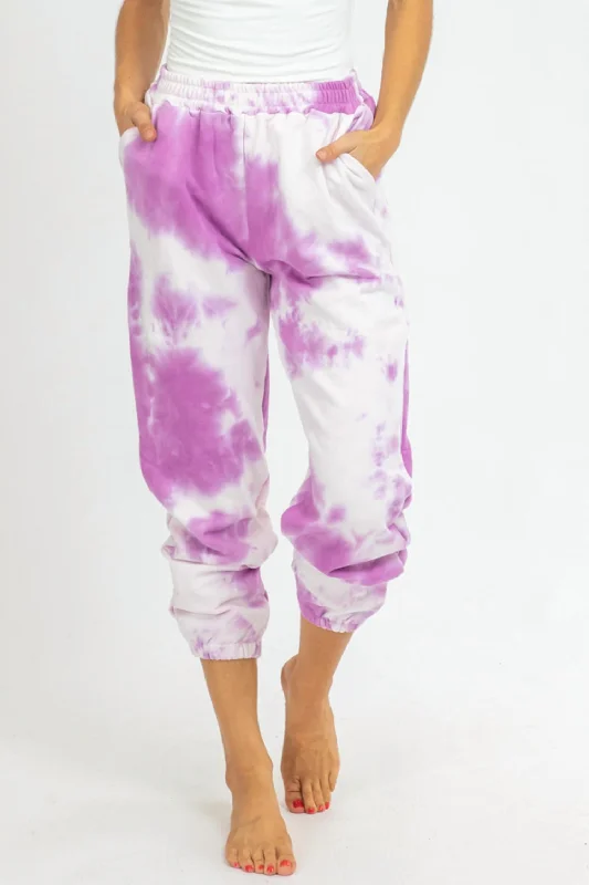 best casual pants for women Tie Dye French Terry Joggers In Purple