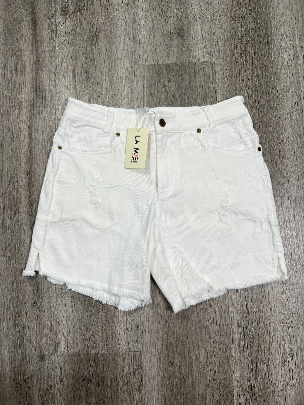 versatile high-waisted shorts women White Denim Shorts La Miel, Size L